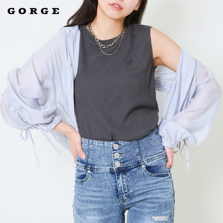 《軽やかシアー×ドロスト映え》レディース シアーパーカー クロップド丈 春夏秋 | GORGE  | 詳細画像1 