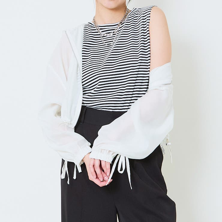 アイボリー | 《軽やかシアー×ドロスト映え》レディース シアーパーカー クロップド丈 春夏秋 | GORGE 