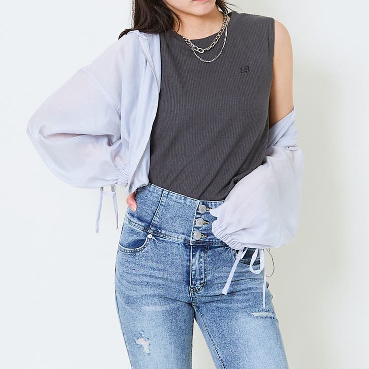 《軽やかシアー×ドロスト映え》レディース シアーパーカー クロップド丈 春夏秋 | GORGE  | 詳細画像3 