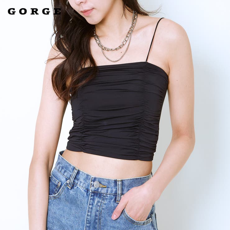 《ギャザーデザイン×華奢ストラップ》冷感キャミトップス | GORGE  | 詳細画像1 
