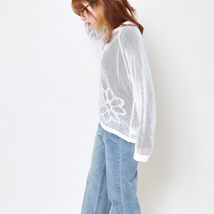 ニット メッシュ フラワー パンツ シアー 夏 ワイド 韓国 cr9753 ニット メッシュ フラワー パンツ シアー 夏 ワイド 韓国 cr9753