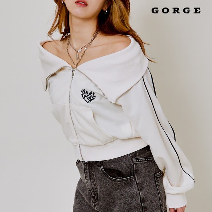 オフショルZIPジャージプルオーバー[品番：GORW0009778