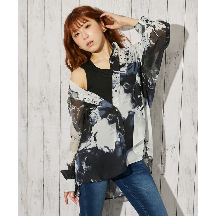 《インナー付き・モヤ柄》シャツ／カジュアル×モード／春夏秋／全４色 | GORGE  | 詳細画像7 