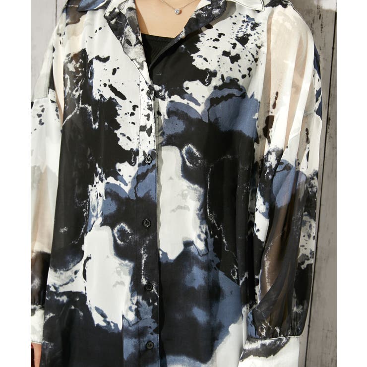 《インナー付き・モヤ柄》シャツ／カジュアル×モード／春夏秋／全４色 | GORGE  | 詳細画像10 