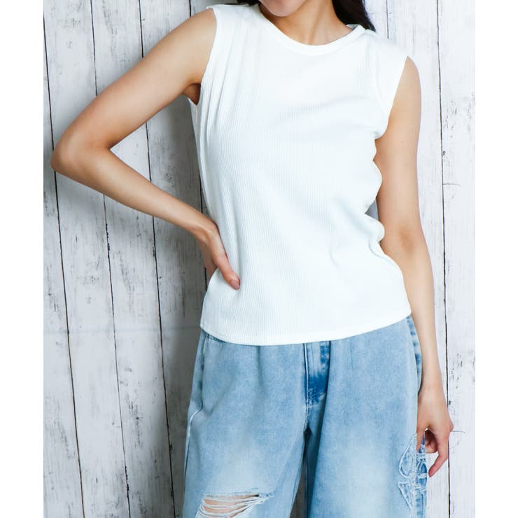 オフホワイト | 《着回し力◎》ミニマルリブタンク／インにもアウトにも使える | GORGE 