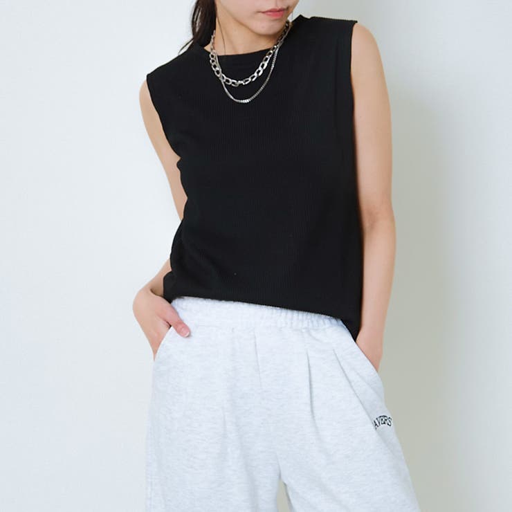 ブラック | 《着回し力◎》ミニマルリブタンク／インにもアウトにも使える | GORGE 
