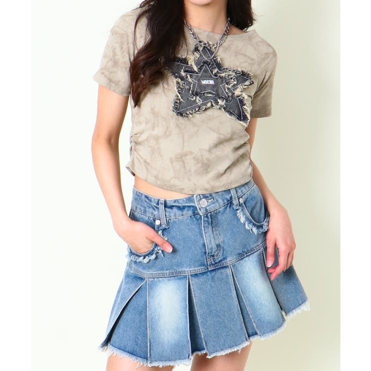 《デニム星ワッペン×ムラ染め》リメイク風Tシャツ／こなれストリート | GORGE  | 詳細画像11 