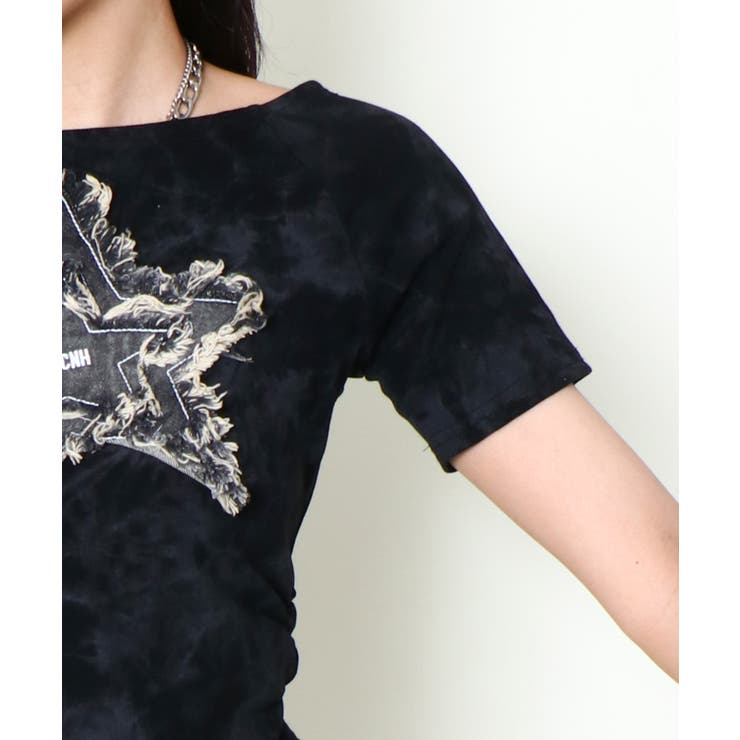 《デニム星ワッペン×ムラ染め》リメイク風Tシャツ／こなれストリート | GORGE  | 詳細画像23 