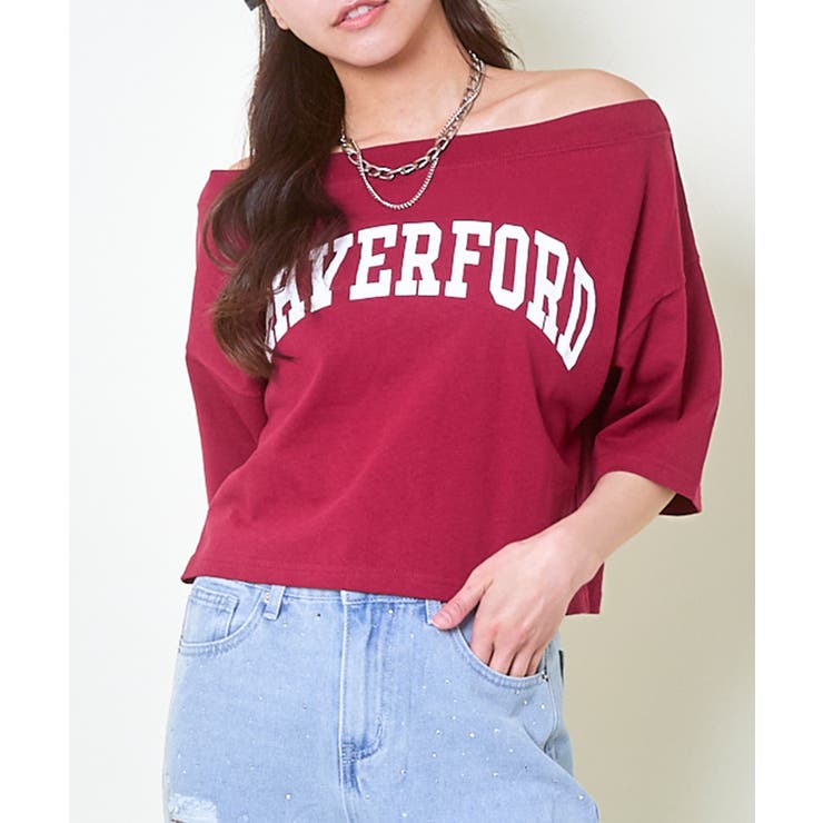 ボルドー | オフショルクラックｐｔＴシャツ | GORGE 