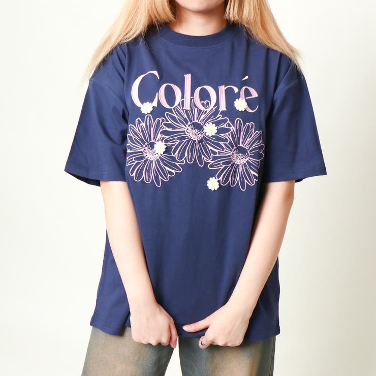 フラワー刺しゅう×ロゴ映え》ルーズTシャツ[品番：GORW0009858