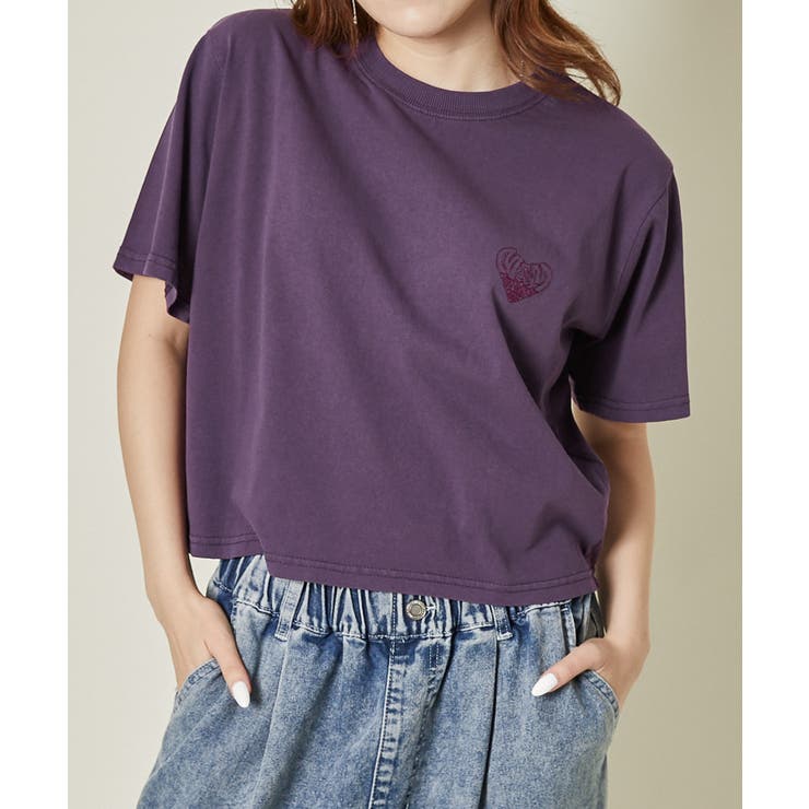 パープル | 《ビッグハートロゴ×ピグメント》後ろ姿映えTシャツ | GORGE 