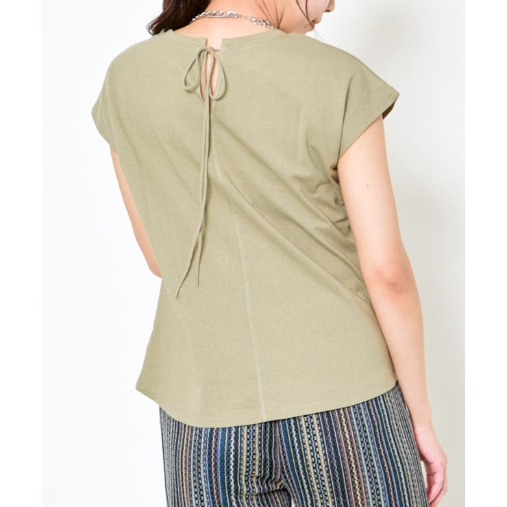 カーキ | 《バックリボン×美シルエット》レディース コットンTシャツ カットソー | GORGE 