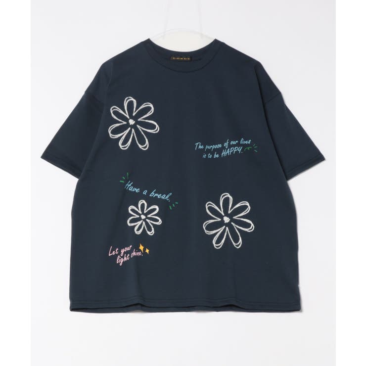 ネイビー | チェーン刺繍落書きＴシャツ | GORGE 