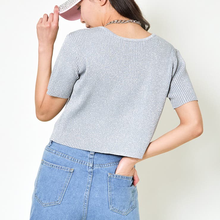 Ｗｚｉｐラメ半ソデ刺しゅうカーディガン | GORGE  | 詳細画像7 