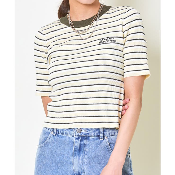 刺繍ボーダー半袖ニットプルオーバー | GORGE  | 詳細画像9 