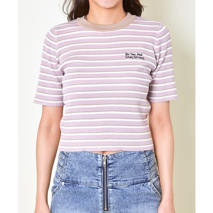 刺繍ボーダー半袖ニットプルオーバー | GORGE  | 詳細画像13 