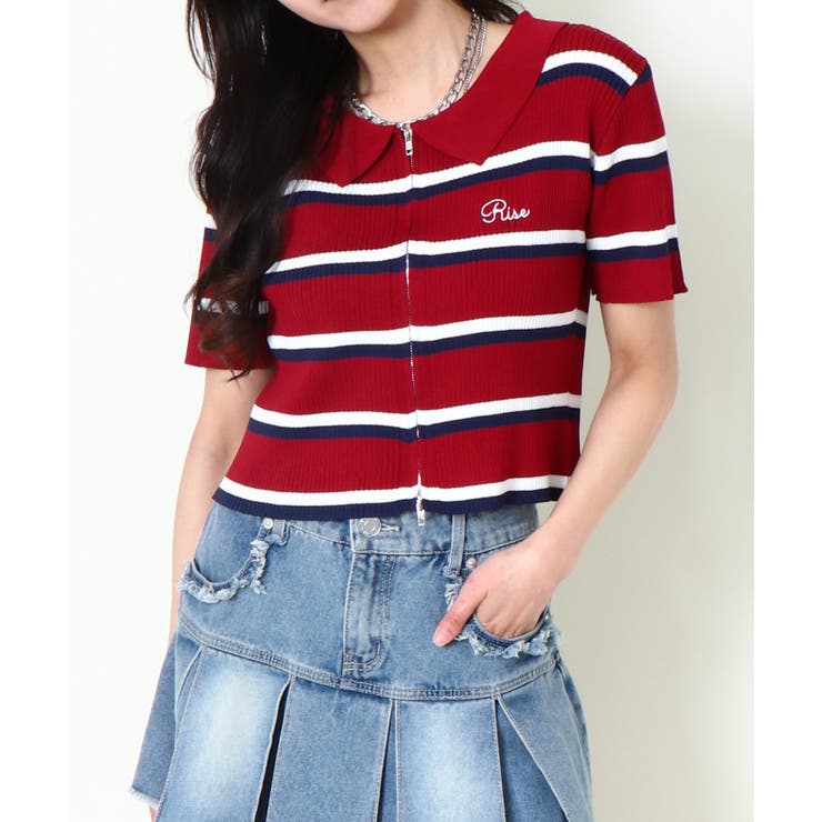 ＷＺＩＰボーダー半袖カーディガン | GORGE  | 詳細画像7 