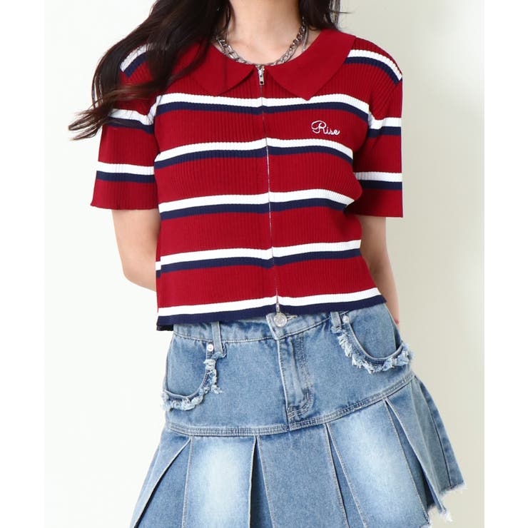 ＷＺＩＰボーダー半袖カーディガン | GORGE  | 詳細画像8 