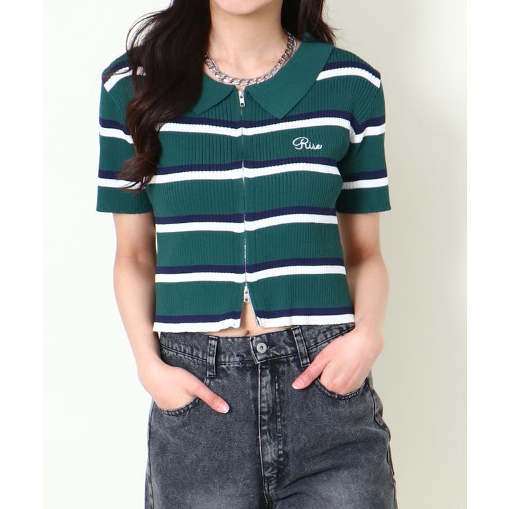 ＷＺＩＰボーダー半袖カーディガン | GORGE  | 詳細画像11 