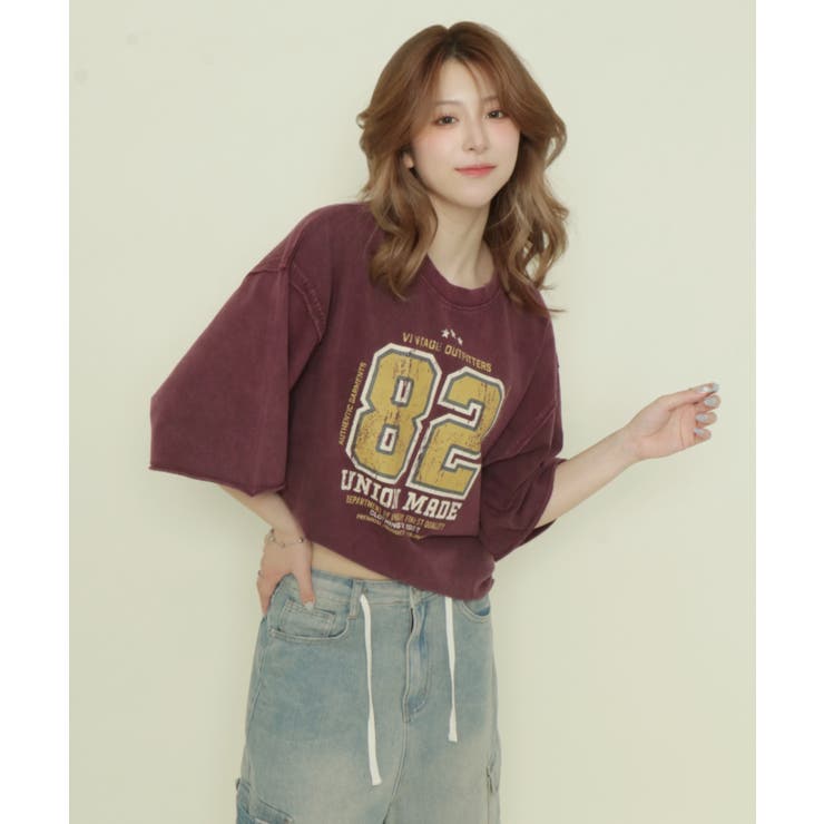 《ヴィンテージ加工×ナンバリング》レディース 半袖Tシャツ ビッグシルエット | GORGE  | 詳細画像1 