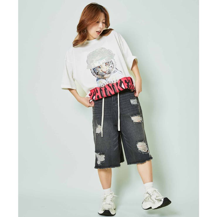 ラインストーンロゴ×ビッグT》映え確トップス[品番：GORW0010219