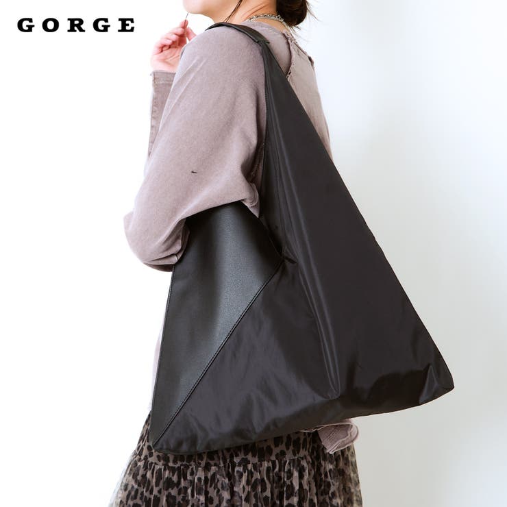 合皮ｘ布帛三角トート | GORGE  | 詳細画像1 