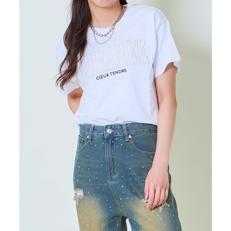 オフホワイト | 《ラメ刺繍ロゴ》レディース 半袖Tシャツ カジュアル 春夏秋 | GORGE 