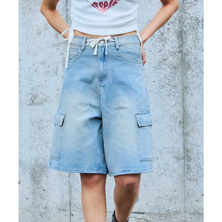 Project G/R プロジェクト GR カーゴ　パンツ　ハーフパンツ　デニム ☆【Project G/R】☆Oversized Convertible Cargo Pants Blue