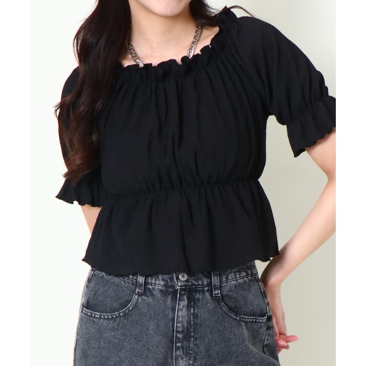 パフィージャカードシャーリングトップ レディース シアージャガード花柄パイピングトップス【宅配便】 | Fit more