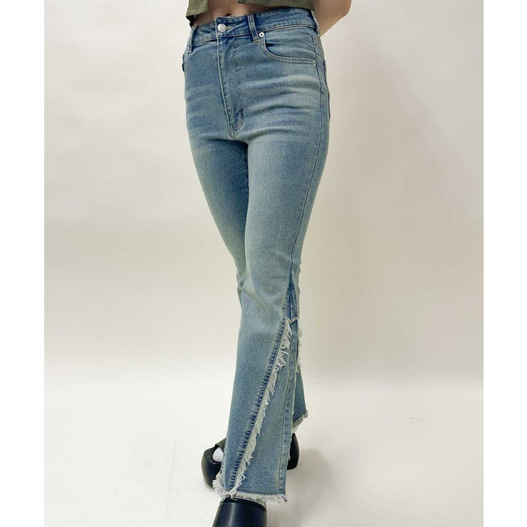 ブルー | デニムフリンジフレアパンツ | GORGE 