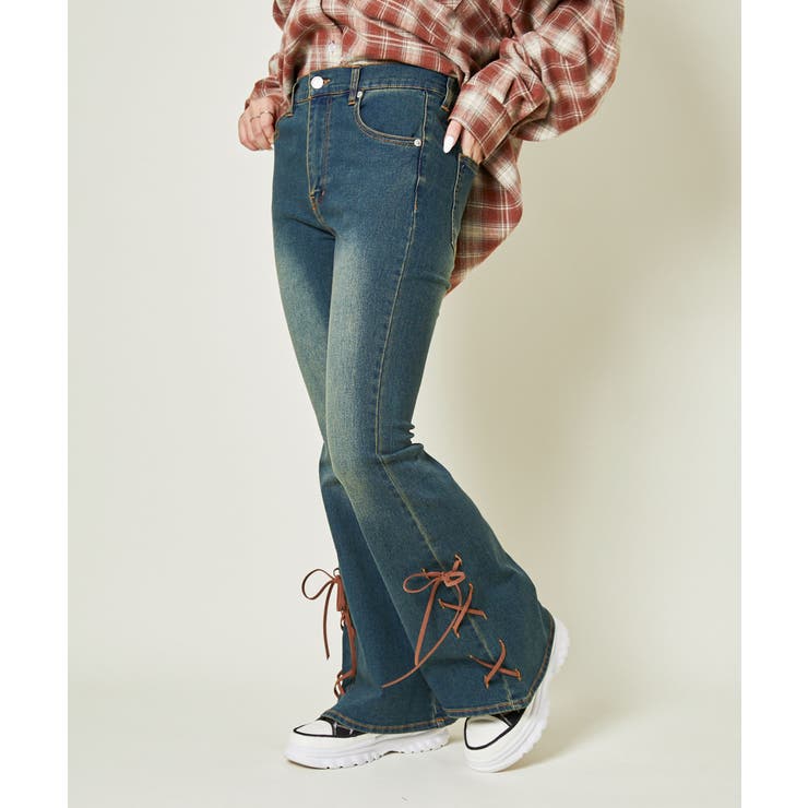 《スエードリボン×レースアップ》脚長フレアデニム | GORGE  | 詳細画像2 