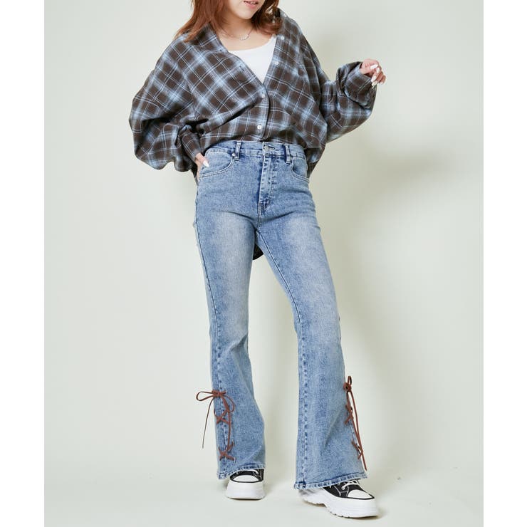 《スエードリボン×レースアップ》脚長フレアデニム | GORGE  | 詳細画像5 