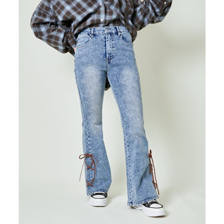 《スエードリボン×レースアップ》脚長フレアデニム | GORGE  | 詳細画像6 
