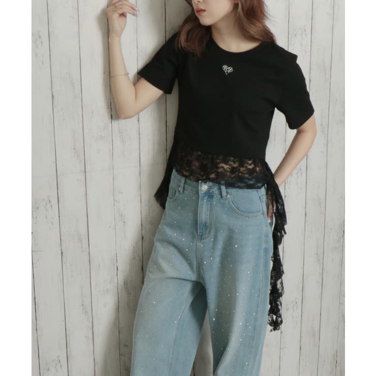 クルクルレーステレコ半袖トップス[品番：GORW0010176]｜GORGE