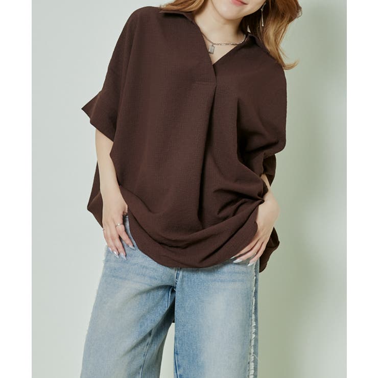 ブラウン | レディース 半袖シャツ 体型カバー | GORGE 