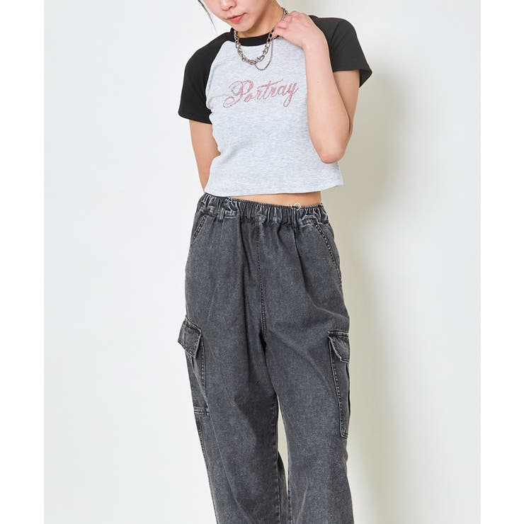 《ラインストーン×ラグラン配色》ショート丈トップス | GORGE  | 詳細画像12 