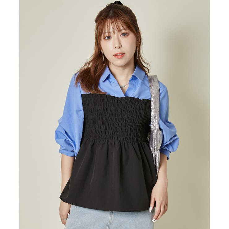 ブルー | レディース ドッキングシャツ ブラウス風 | GORGE 