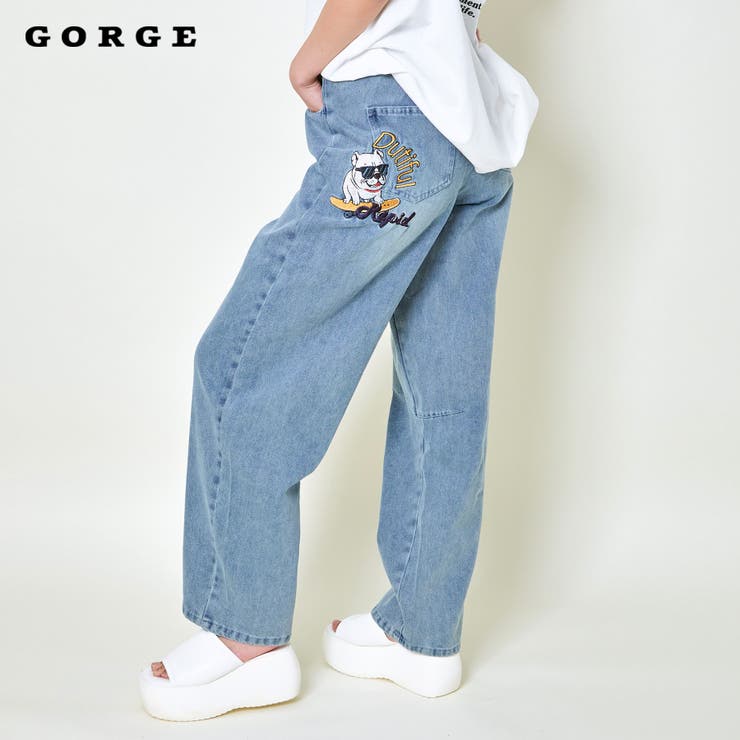 【正規販売店】 バレルブルドック刺繍デニムパンツ[品番：GORW0010021]｜GORGE デニム+ジーンズ