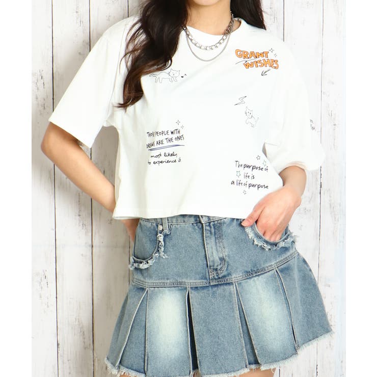 短丈ネコイラストＴシャツ | GORGE  | 詳細画像5 