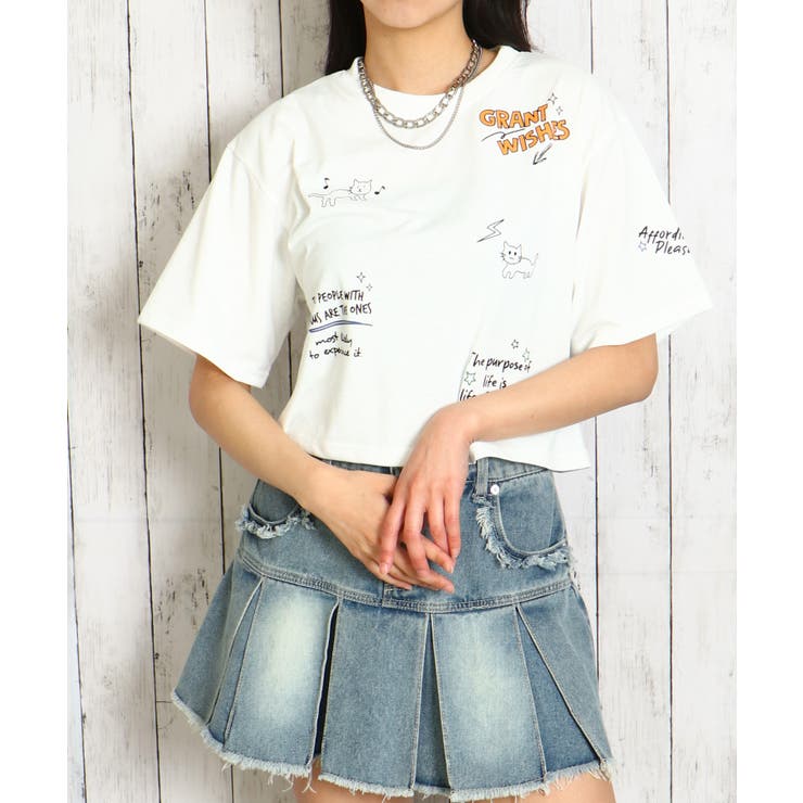 短丈ネコイラストＴシャツ | GORGE  | 詳細画像7 