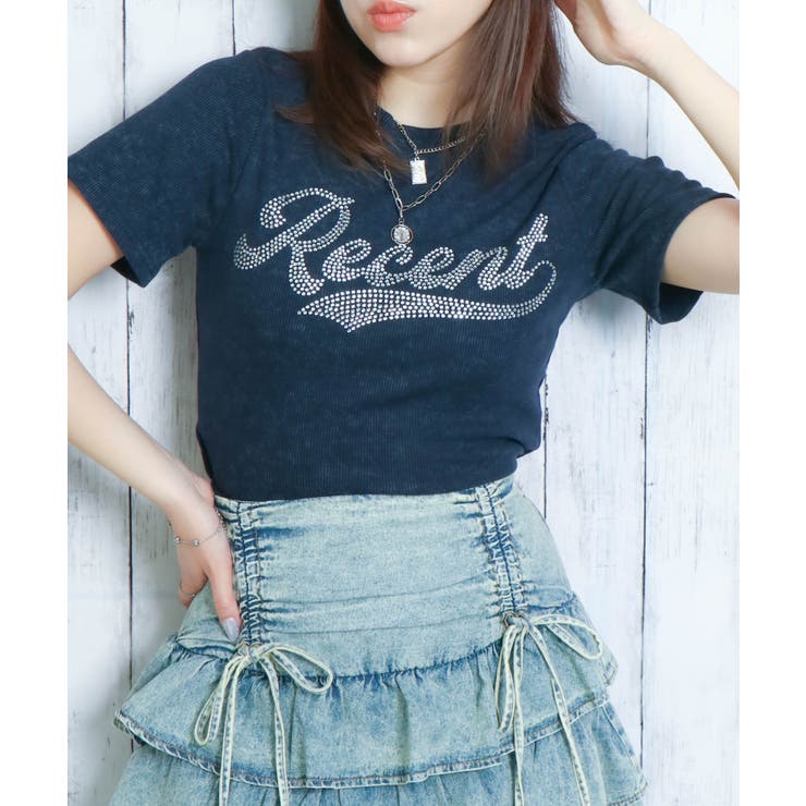 ラインストーンコラージュTシャツ(靴)[30151127] ラインストーンシューズロゴTシャツ(L ホワイト): トップス
