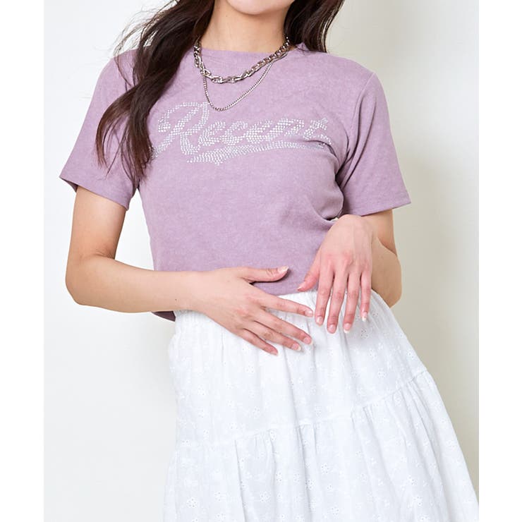 ピンク | 《きらロゴ×短丈》ラインストーンTシャツ／Y2Kストリート	 | GORGE 