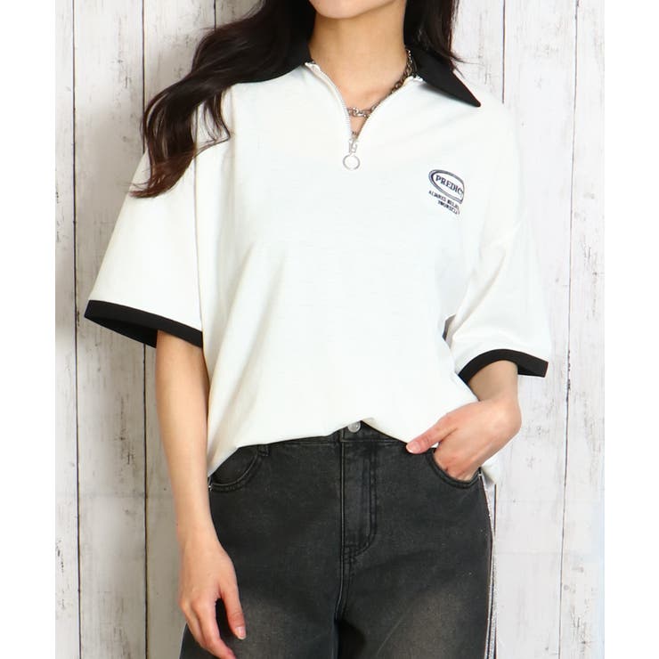 お見舞い ハーフZIP 配色Tシャツ[品番：GORW0010010]｜GORGE BIG レディースウェア
