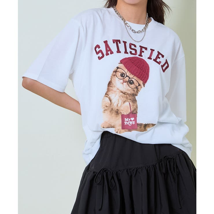 ニット帽キャットデザイン／ねこフォトプリントTシャツ[品番
