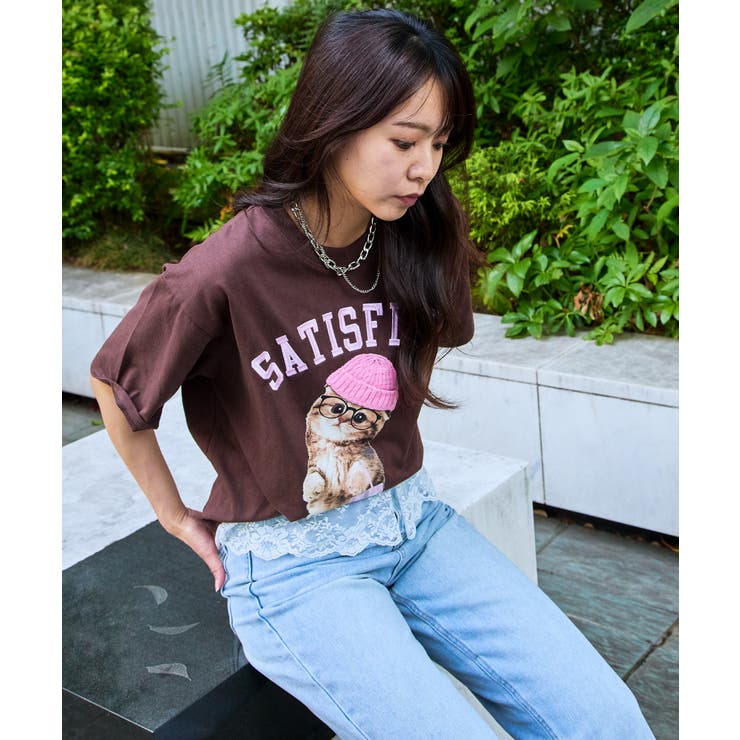 LiSA eN フォトTシャツxニットキャップ２点おまとめ ニット帽キャットデザイン／ねこフォトプリントTシャツ[品番