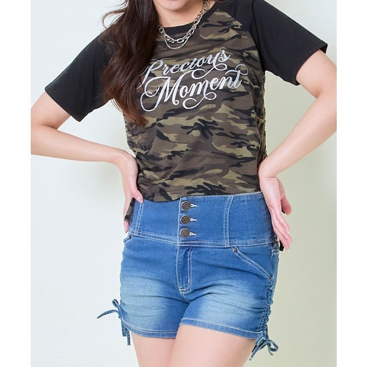 《ラメロゴ×ドロスト》レディース 半袖Tシャツ サイドギャザー | GORGE  | 詳細画像6 