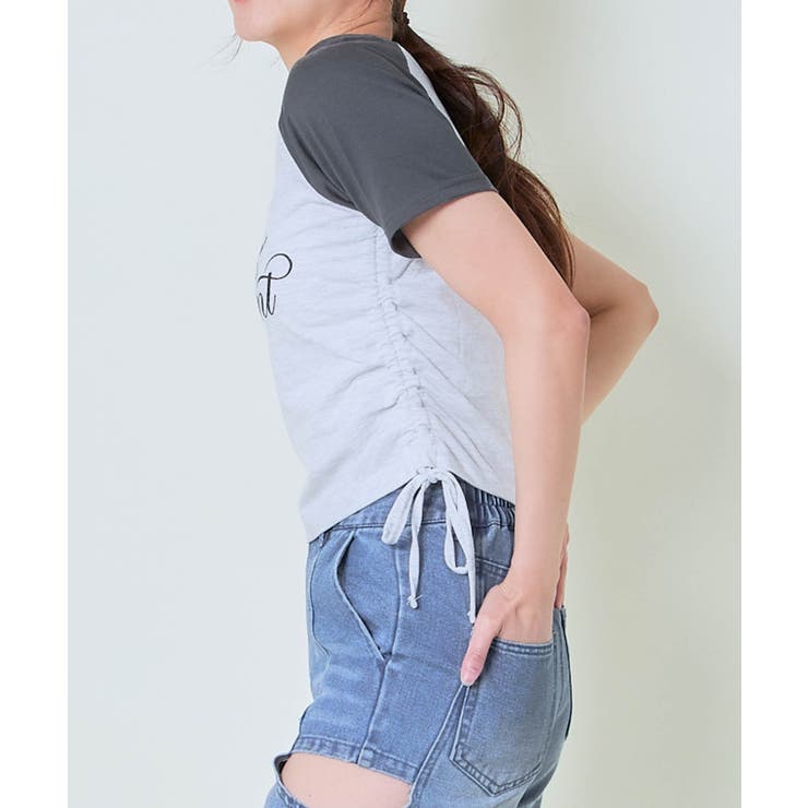 《ラメロゴ×ドロスト》レディース 半袖Tシャツ サイドギャザー | GORGE  | 詳細画像11 