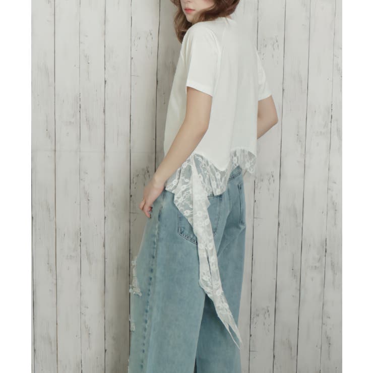 《レースヘム×愛らしプリント》レディース 半袖Tシャツ 体型カバー 春夏秋 | GORGE  | 詳細画像2 