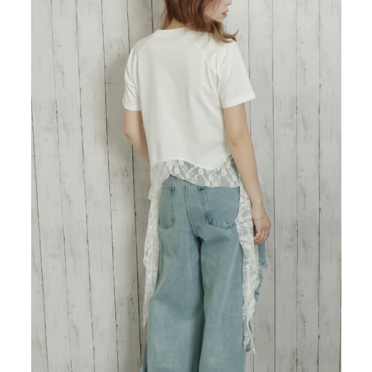 《レースヘム×愛らしプリント》レディース 半袖Tシャツ 体型カバー 春夏秋 | GORGE  | 詳細画像4 