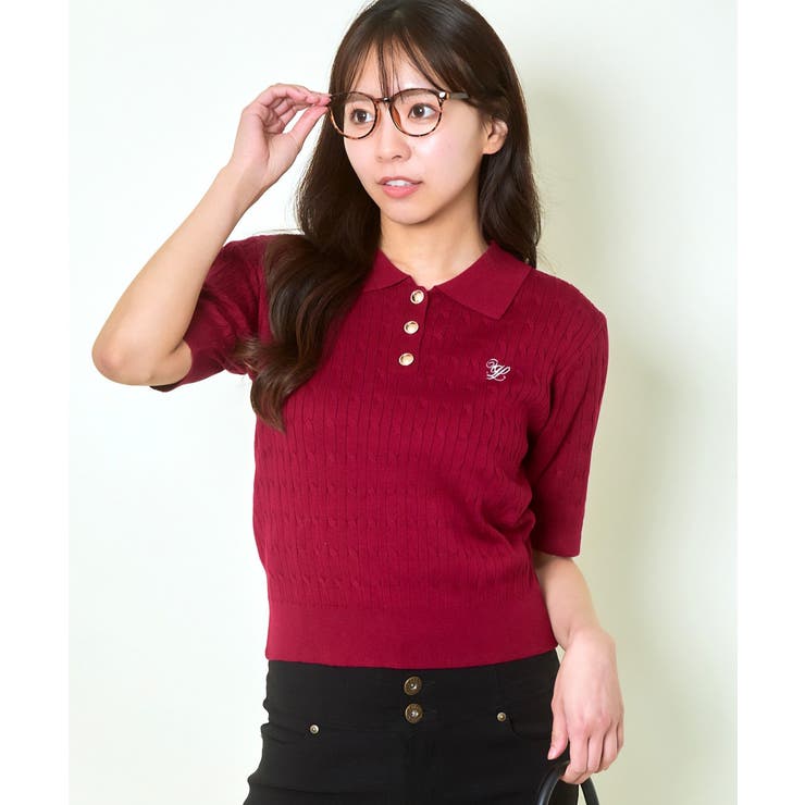 エリツキ刺繍半袖ニットプルオーバー[品番：GORW0009982]｜GORGE